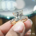 Square Crystal Halo Ring With Pavé Band in Gold Tone view 3