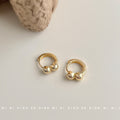 Double Ball Mini Huggie Hoop Earrings Two Finishes view 4