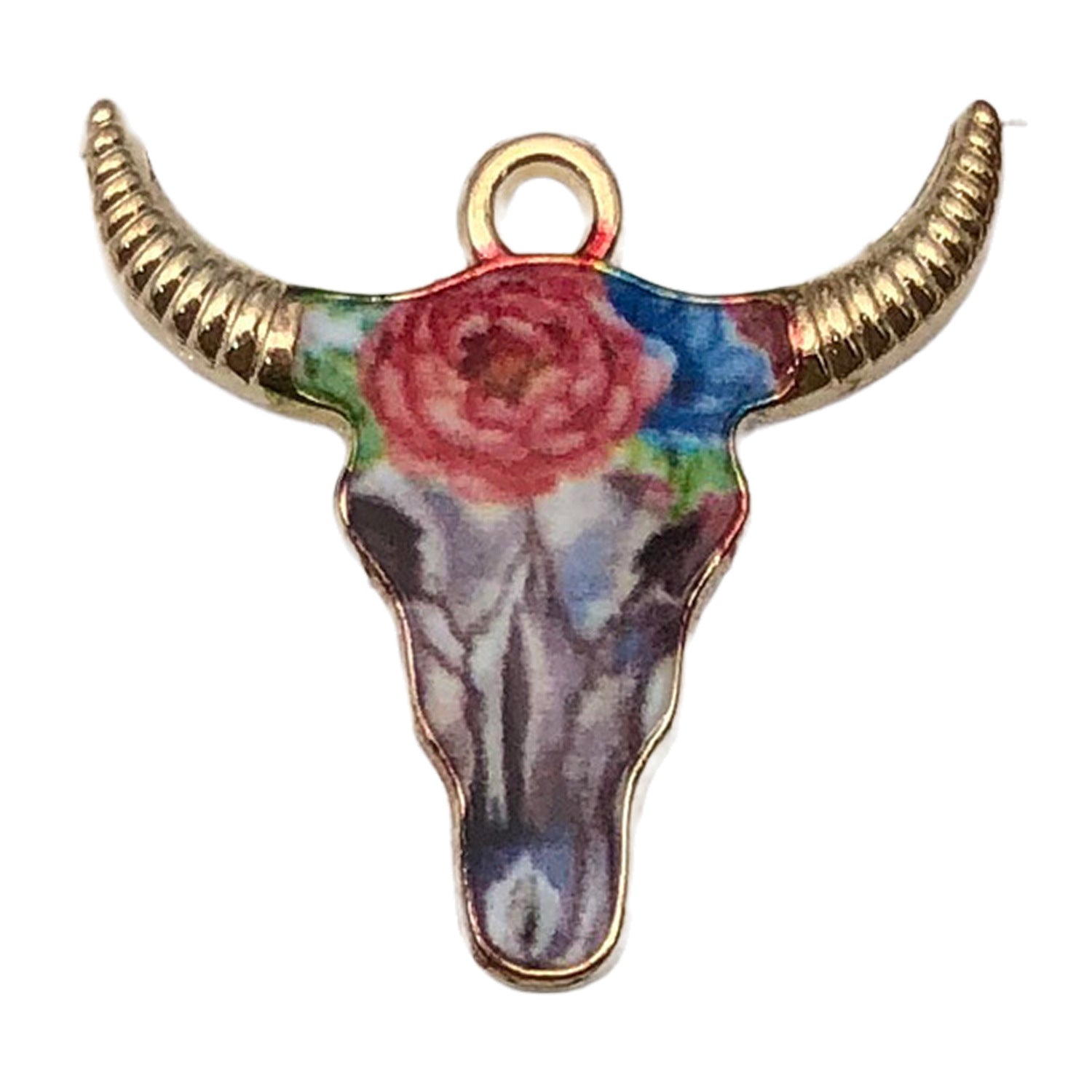 Zinc Alloy Printed Halloween Bull Head Charm Pendant for DIY Earrings Necklace Keychain
