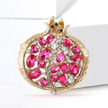 Gold Magenta Crystal Pomegranate Brooch Openwork Seeds view 2