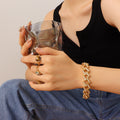 Cuban Link Bracelet Zircon Pave Padlock Clasp Gold Steel view 1