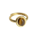 Gold Tone Tiger Eye Oval Center Double Band Ring For Women view 5