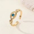 Gold Tone Openwork Crystal Evil Eye Adjustable Rings in Two Colors view 4
