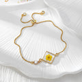 Gold Tone Pressed Flower Crystal Slider Bracelets in Nine Designs view 9