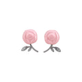 Pink Rose Crystal Tennis Necklace And Rose Leaf Stud Earrings view 5