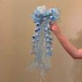 Lily of the Valley Organza Bow Duckbill Hair Clips Two Colors view 4