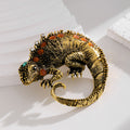 Black Gold Tone Lizard Crystal Two Designs Metal Brooch Pin view 4