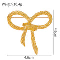 Gold Tone Ribbon Bow Metal Brooch Pin 4.6 cm for Jackets and Lapels view 2