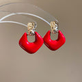 Geometric Resin Drop Earrings In Brown And Red Jewelry Design view 7
