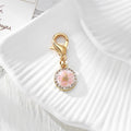 Gold Tone Rhinestone Round Pressed Flower Lobster-Clasp Charms in Nine Options view 5