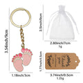 Pink Blue Baby Feet Enamel Keychain Gold Split Ring view 2
