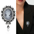 Vintage Style Cameo Portrait Brooch In Silver And Gold Tones view 2
