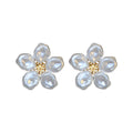 White Petal and Pearl Flower Stud Earrings Fashion Jewelry view 5