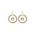 Gold Crystal Circle Stud Earrings Center Stone Flame view 5