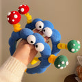Blue Plush Cartoon Mushroom Antenna Googly Eye Headband view 2