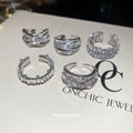 Silver Gold Rhinestone Open Ring Sets Three Five Piece view 4