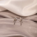 Silver Tone Shooting Star Stud Earrings Rhinestone Accents view 3
