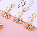 Large Jeweled Crown Keychains in White Blue and Purple with Braided Loops view 4