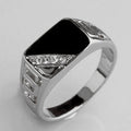 Black Rectangular Signet Ring In Three Polished Metal Tones view 6