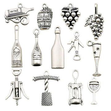 Metallic Wine Glass Metal Charms with 14 Listed Options