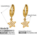 Crystal Star Drop Hoop Earrings in Three Gold Tone Designs view 8
