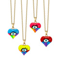 Gold Chain Enamel Heart Evil Eye Necklaces 4 Colors view 5