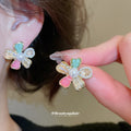 Colorful Floral and Leaf Stud Earrings in Three Mixed Designs view 3