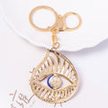 Rhinestone Evil Eye Teardrop Keychain Gold Tone Metal Charm view 4