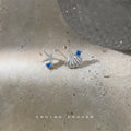 Silver Seashell Starfish Blue Stone Asymmetric Stud Earrings view 4