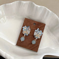 Blue Floral Crystal Drop Stud Earrings Fashion Jewelry for Women view 2
