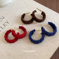 Brown Fabric Wrapped Chunky Hoop Earrings Jewelry Design view 3