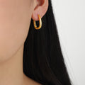 Gold Polished Oval U-Shape Huggie Hoop Earrings Three Sizes view 8