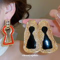 Geometric Enamel Drop Earrings in Four Distinct Designs view 1