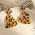 Nine Leopard Print Heart Round and Diamond Earrings view 1