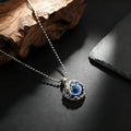 Silver Tone Dragon Frame Blue Evil Eye Pendant Necklace view 3