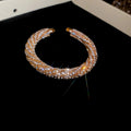 Thick Ribbed Crystal Open Cuff In Gold Or Silver Tone view 7