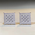 Square Clear CZ Micro Pave Stud Earrings Two Metal Tones view 3