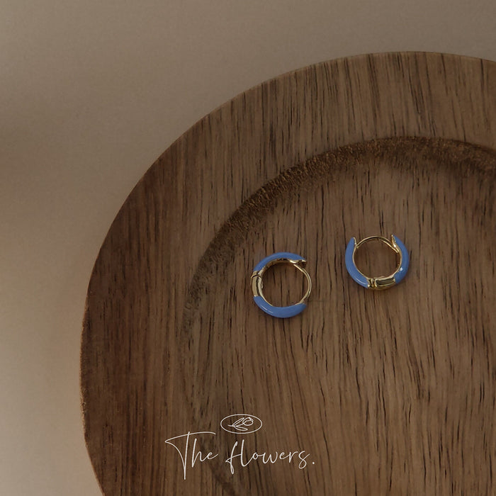 Light Blue Enamel Gold-Tone Mini Huggie Hoop Earrings