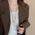 Adjustable Cord U Shape Metal Pendant Necklace Two Colors view 3