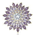 Layered Crystal Sunflower Brooch in Purple or Pink view 2