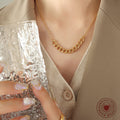 Thick Cuban Center Link Necklace Thin Chain Gold Steel Tone view 3