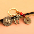 Faux Brass Wealth Horse Zodiac Coin Keychain Car Hanging Charm