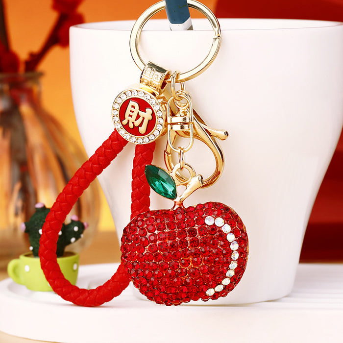 Mixed Jeweled Apple Durian Cranberry Cherry and Mini Fruit Keychains