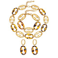 Gold Leopard Resin Link Necklace Bracelet And Drop Earrings view 5