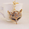 Gold-Tone Alloy Fox Head Keychain With Clear Rhinestones view 3