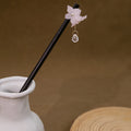 Black Wood Floral Dangle Finished Hair Sticks in Five Styles view 9