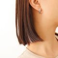 Textured Faceted Round Hoop Earrings Gold Steel Finish view 6