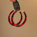 Red and Black Wrapped Hoop Earrings with Polished Details view 6