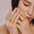 Stainless Steel Fashion Ring Collection Dome Wave Eye Enamel Styles view 3