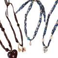 Floral Ribbon Necklace With Beads and Playful Pendants view 5